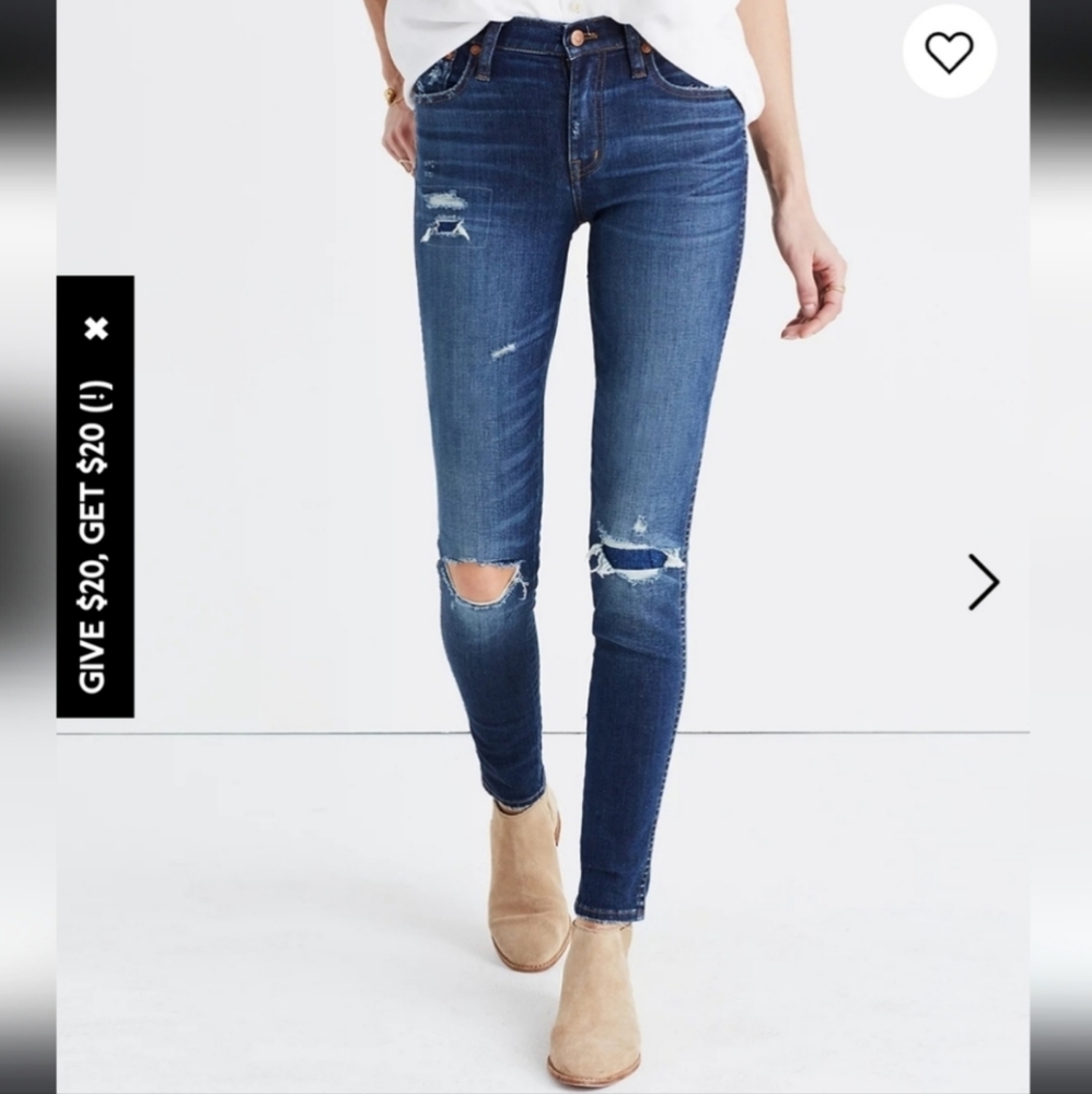 Madewell Skinny Distressed & Patched Jeans 26